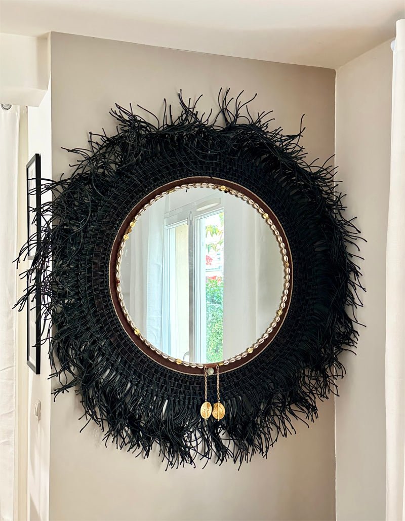 Miroir XXL bohème en fibres naturelles 150 cm | ETNA No 07 - MIYA
