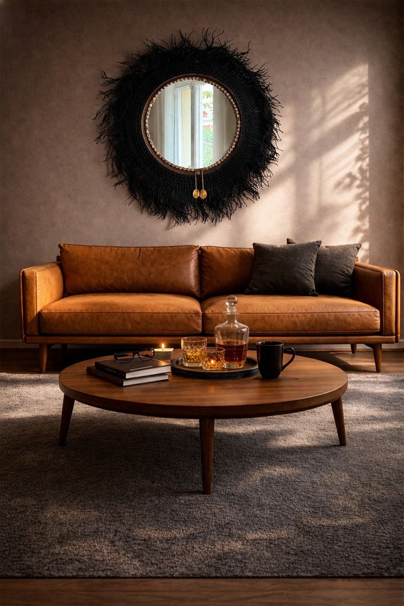 Miroir XXL bohème en fibres naturelles 150 cm | ETNA No 07 - MIYA