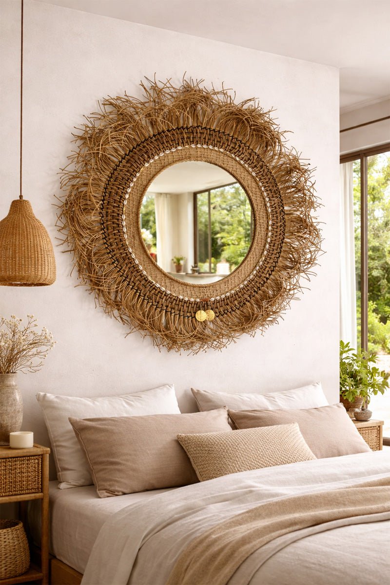 Miroir XXL bohème en fibres naturelles 140 cm | SAHARA No 04 - MIYA