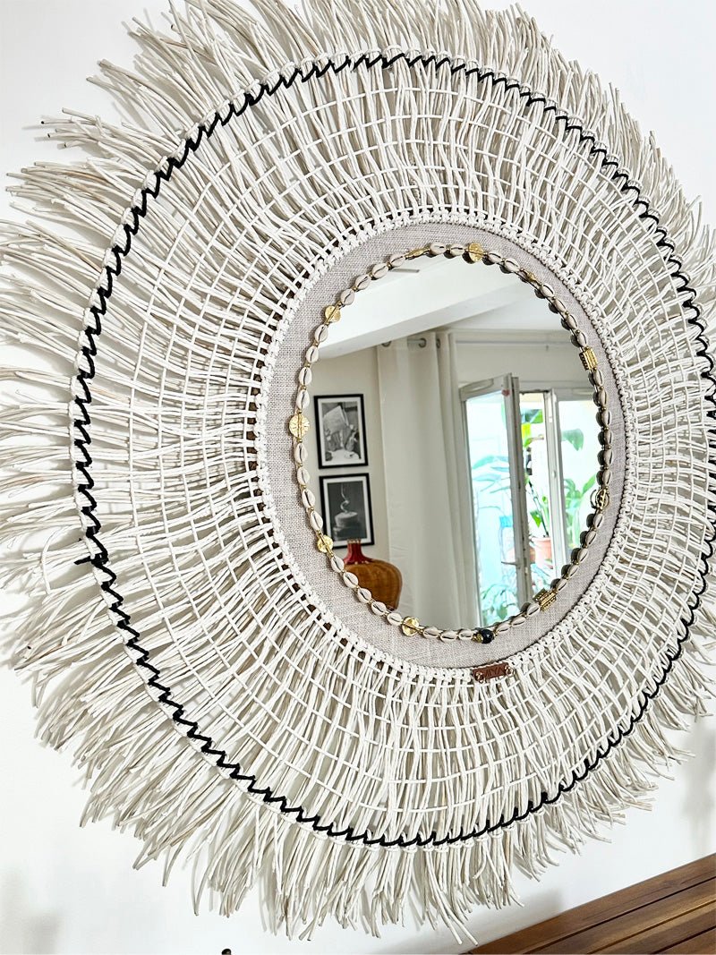 Miroir rond bohème en fibres naturelles 120 cm | UYUNI No 06 - MIYA