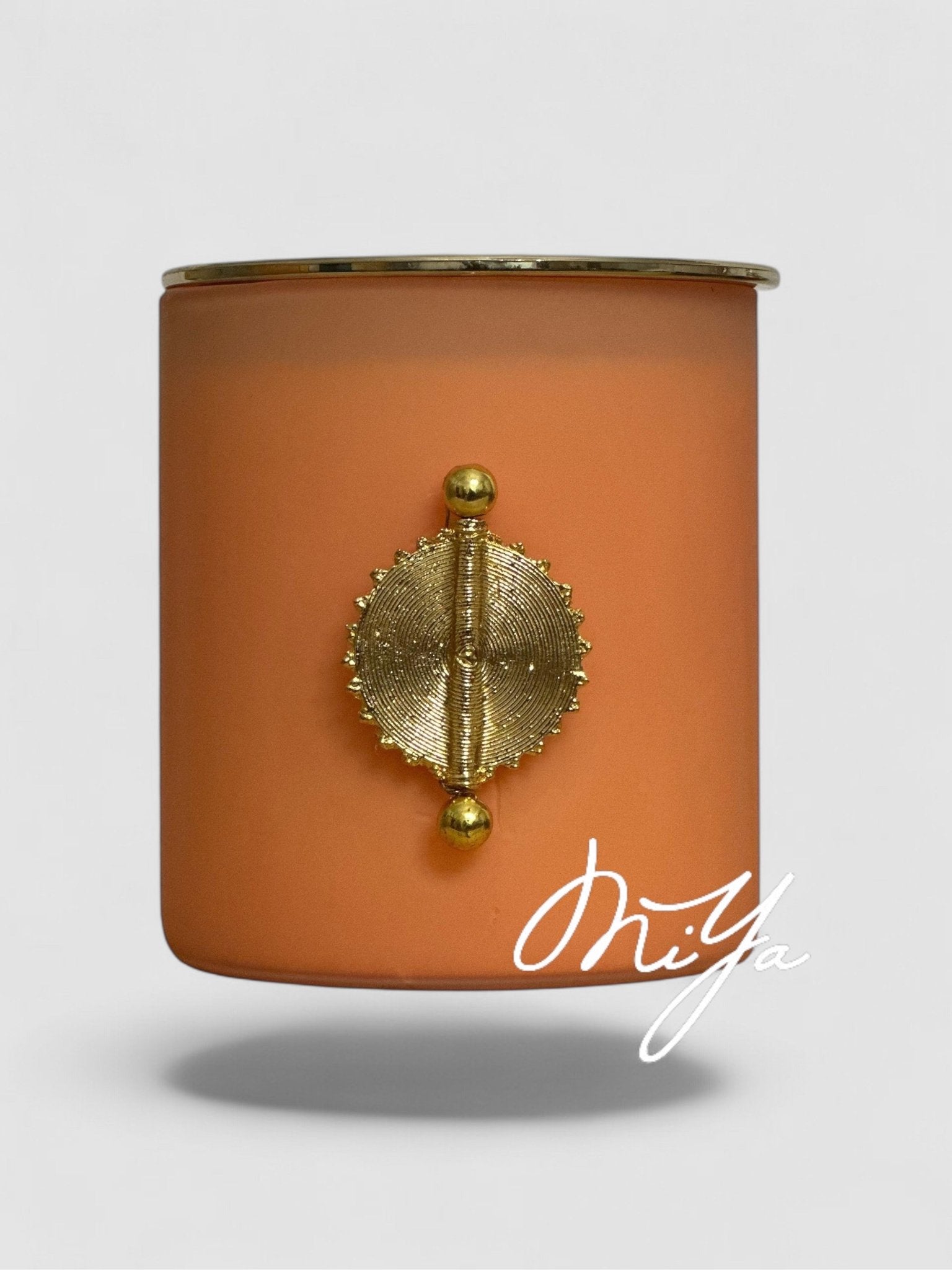 Bougie parfumée artisanale MIYA Nude Essence Pêche à la cire naturelle de soja  avec poids Baoulé.