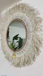 XXL bohemian wall mirror in natural fibers 150 cm – UYUNI No 01